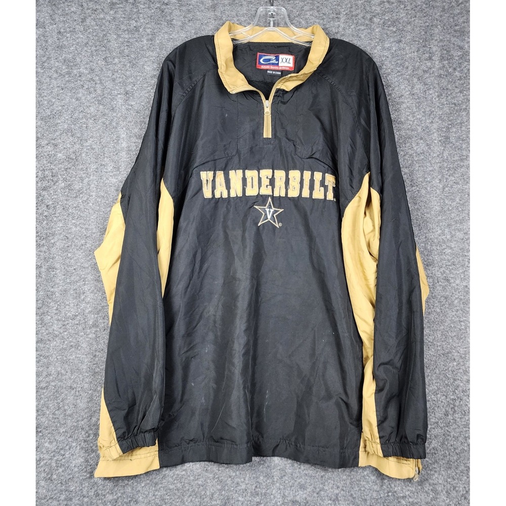 Cadre Vanderbilt Windbreaker Mens XXL Black Gold Quarter Zip Side Vents Sporty